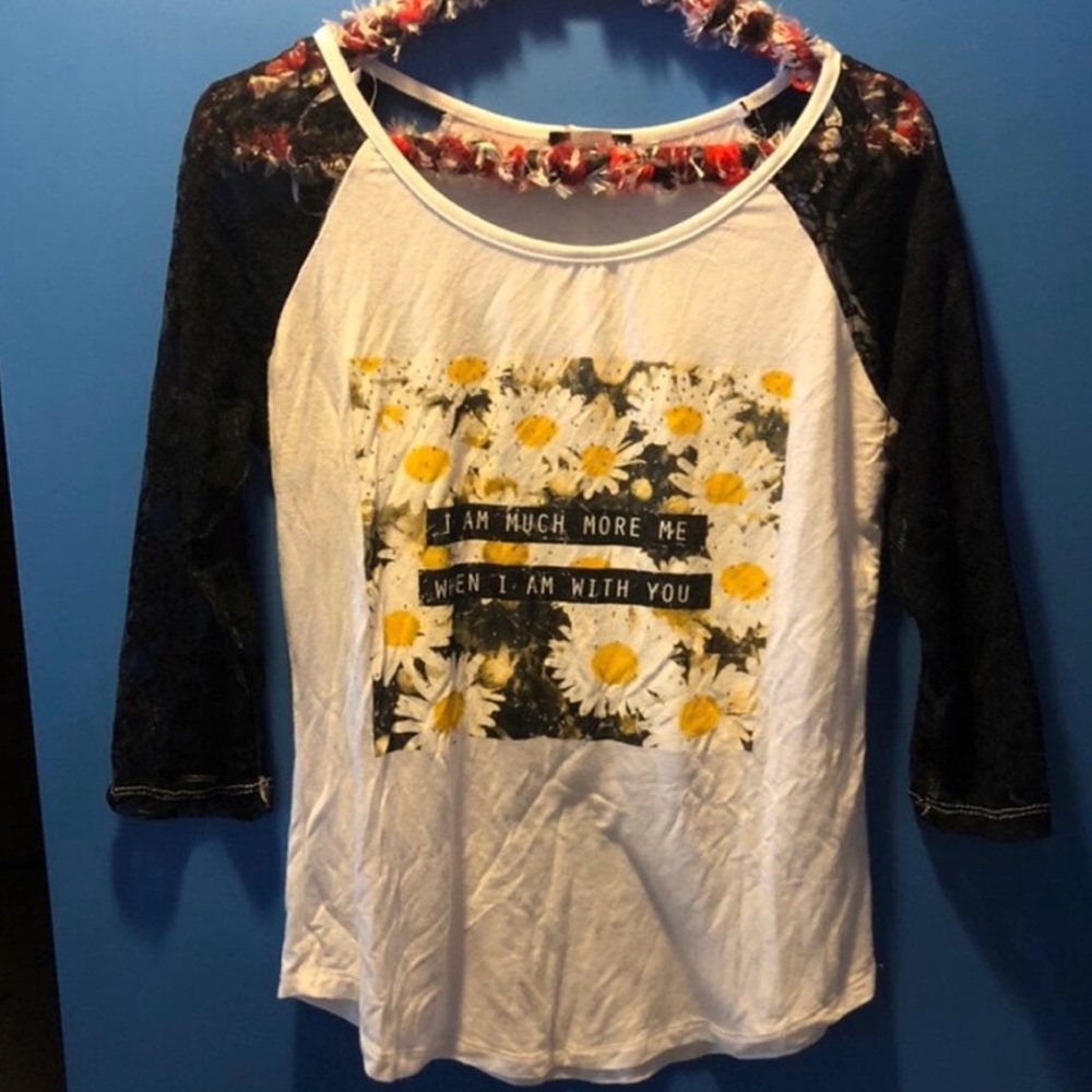 Daisy Black Lace 3/4 Sleeve Shirt